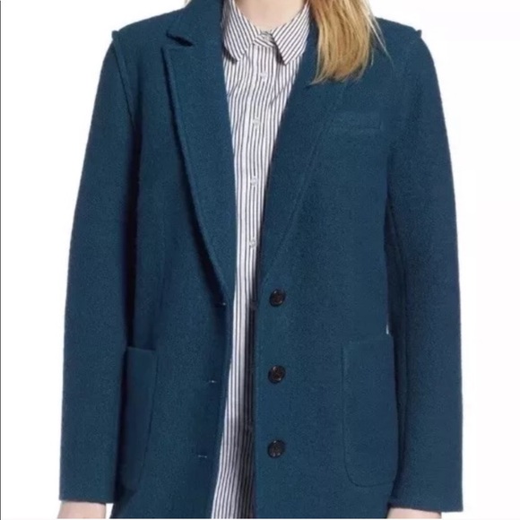 NEW • J. Crew • Olga Boiled Wool Topcoat 4 Blue - Picture 2 of 3